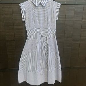 Feiinvan Striped Blue and White Midi Dress